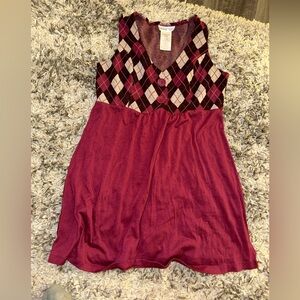 Stylish Burgundy Argyle Tank Top